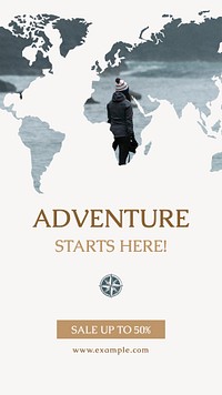 World travel Instagram story template,  continent design  psd