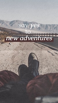 New adventures phone wallpaper, travel editable design psd