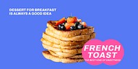 French toast Twitter post template, dessert for breakfast psd