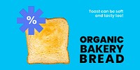 Toast breakfast Twitter post template, bakery advertisement psd