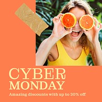 Summer aesthetic Instagram post template, cyber Monday ad psd