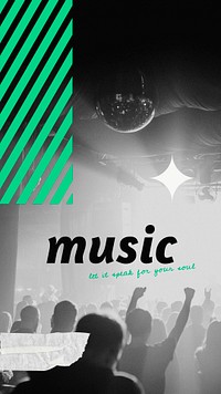 Music, concert Instagram story template, let it speak for your soul quote psd