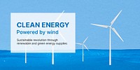 Clean energy Twitter post template, offshore wind farm psd