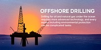 Offshore drilling Twitter post template, oil rig sunset psd