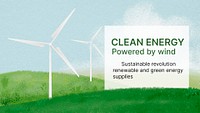 Clean energy presentation template, wind turbine illustration psd