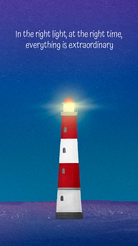 Watercolor lighthouse Instagram story template, nature aesthetic illustration psd