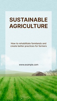 Sustainable agriculture Instagram story template, watercolor landscape  psd