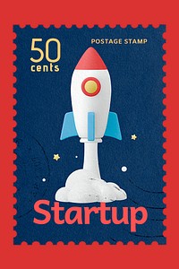 Startup business postage stamp template psd