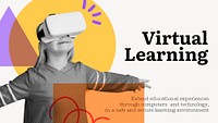 Virtual learning YouTube thumbnail template, education editable design psd