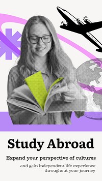 Study abroad  Instagram story template, education editable design  psd