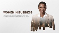 Business editable presentation template, African American businesswoman psd