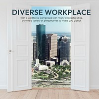 Workplace Instagram post template, editable city living psd