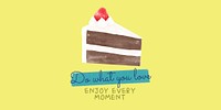 Cute cake twitter post template, watercolor design psd