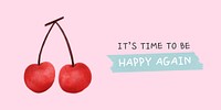 Cute cherry twitter post template, watercolor design psd