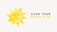 Cute sun template, Facebook event cover, watercolor design psd