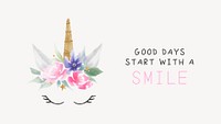 Aesthetic unicorn template, Facebook event cover, watercolor design psd