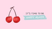 Cute cherry template, Facebook event cover, watercolor design psd