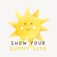 Cute sun Instagram post template, watercolor design psd