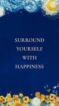 Happiness quote Instagram story template, Starry Night painting remixed by rawpixel psd