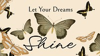 Vintage butterfly presentation template, editable text psd, famous Maurice Pillard Verneuil artwork remixed by rawpixel