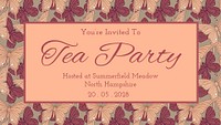 Tea party Powerpoint presentation template, vintage butterfly pattern psd, famous Maurice Pillard Verneuil artwork remixed by rawpixel