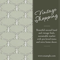 Vintage shopping Instagram post template, green bug pattern psd, famous Maurice Pillard Verneuil artwork remixed by rawpixel