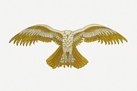 Gold bird, vintage animal illustration