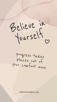 Inspirational quote instagram story template, beige aesthetic, editable text psd