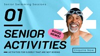 Senior activity presentation template, blue design psd