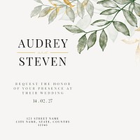 Botanical wedding Instagram post template, editable text psd