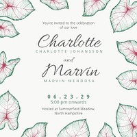 Leaf wedding Instagram post template, editable text psd