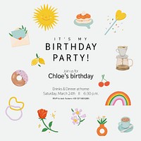 Birthday party Instagram post template, editable text psd