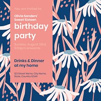 Birthday party Instagram post template, editable text psd