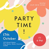 Housewarming party Instagram post template, editable text psd