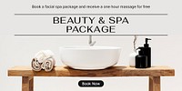 Beauty, spa Twitter post template, wellness business ad psd