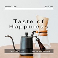 Cafe aesthetic Instagram post template, minimal design psd