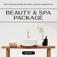 Beauty, spa Instagram post template, wellness business ad psd