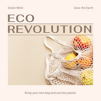 Eco revolution Instagram post template, sustainable business ad psd