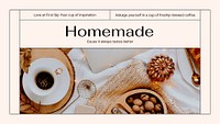 Homemade coffee presentation editable template, cozy aesthetic psd