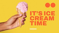 Melting ice-cream PowerPoint presentation template, yellow design psd