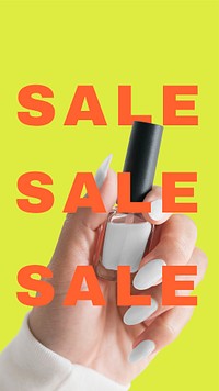 Beauty sale Instagram story template, nail polish photo psd