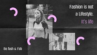 Fashion collage PowerPoint template, cute memphis design psd