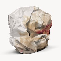 Crumpled paper ball trash, off white design