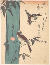 Utagawa Hiroshige (1840) Bamboo and Sparrows. Original public domain image from the MET museum.