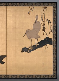 Shibata Zeshin (1868–1912) Egrets. Original public domain image from the MET museum.