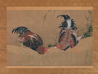 Gamecocks (1838) by Katsushika Hokusai. Original public domain image from the MET museum.