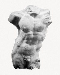 Greek statue collage element, man's body psd