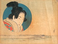 Hokusai's Portrait of a Woman in Large Circle with Landscape Below. (1615–1868). Original public domain image from the MET museum.