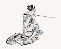 Hokusai's Japanese woman psd.  Remastered by rawpixel. 