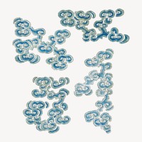 Oriental clouds, Chinese embroidery psd. Original public domain image. Digitally enhanced by rawpixel.